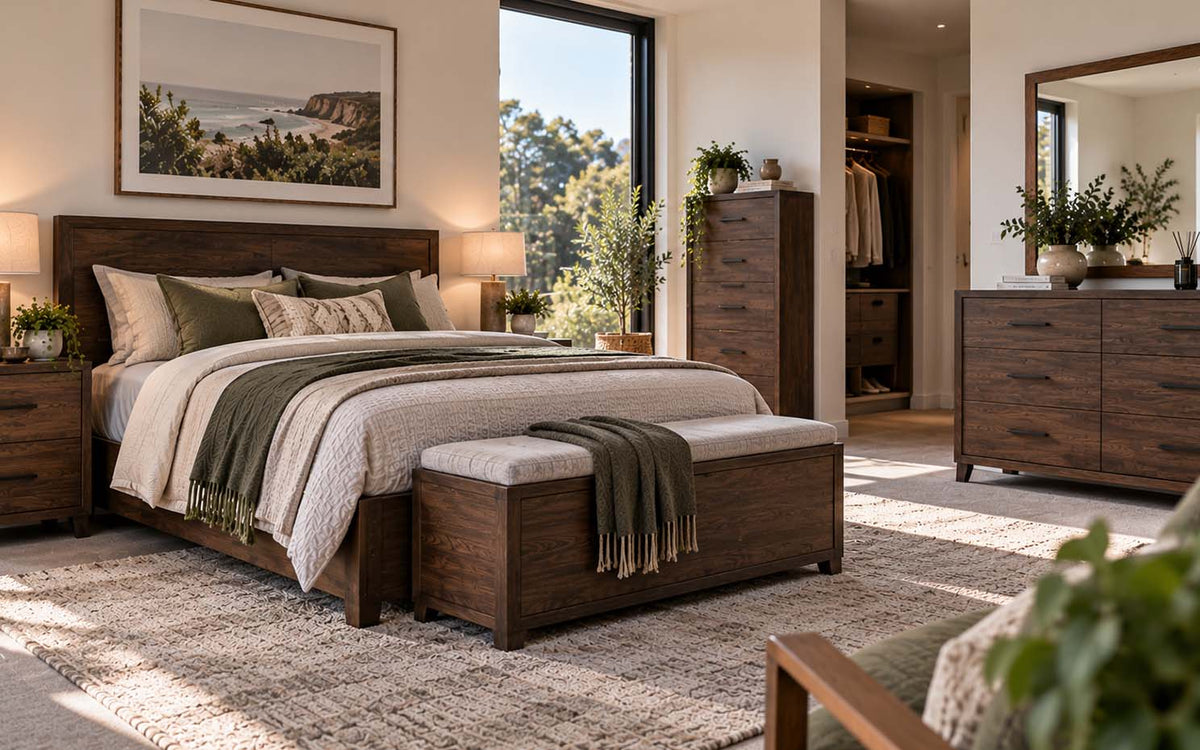 Stylish Dark Oak and Timber Bedroom Furniture Storage Sets Ideas
