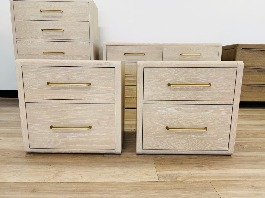 Ash Timber 2 Drawer Bedside