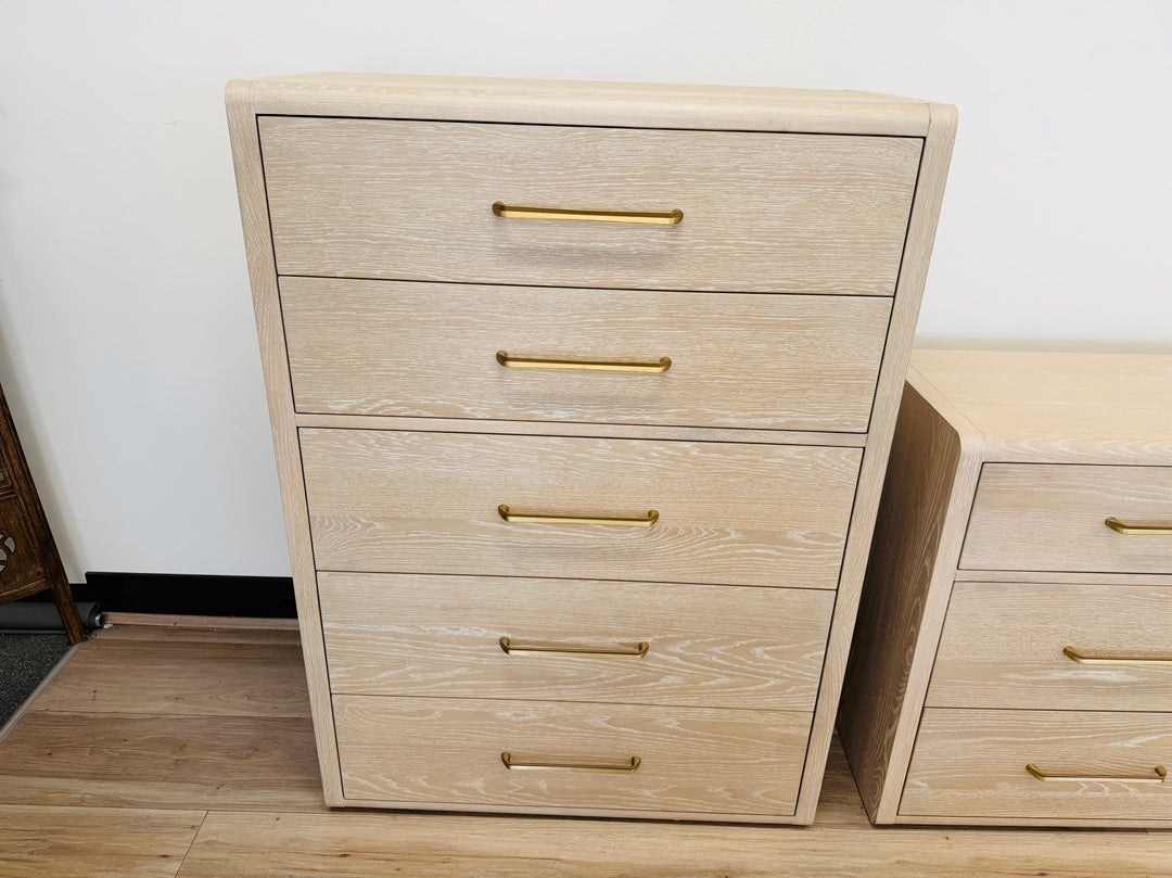 Ash Timber 5 Drawer Tallboy