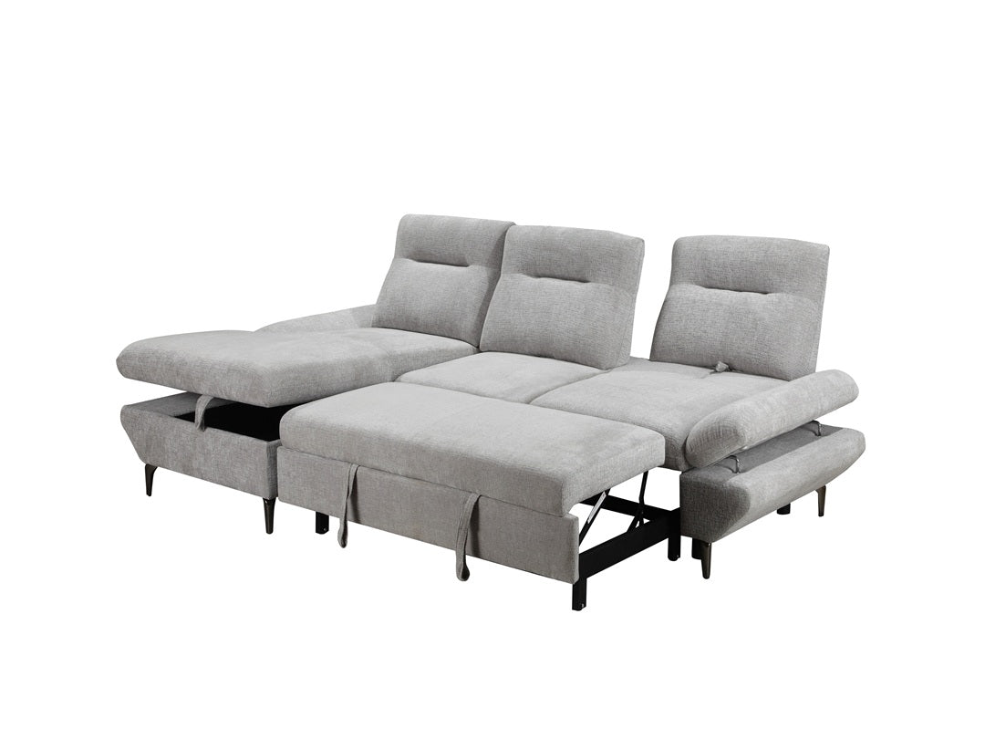 Grey Fabric Sofabed with RHF Chaise