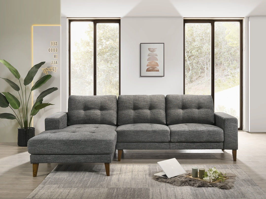 Grey Fabric 2 Seater Sofa with LHF Chaise