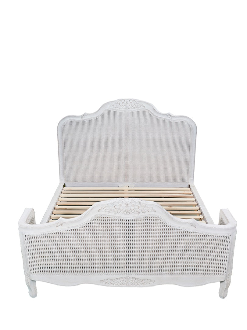 Antique White Timber King Bed