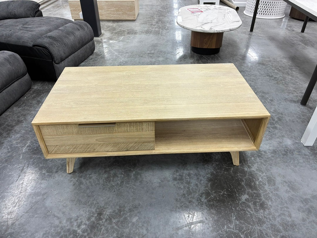 130cm Coffee Table with 2 Drawers – Brushed Smoke