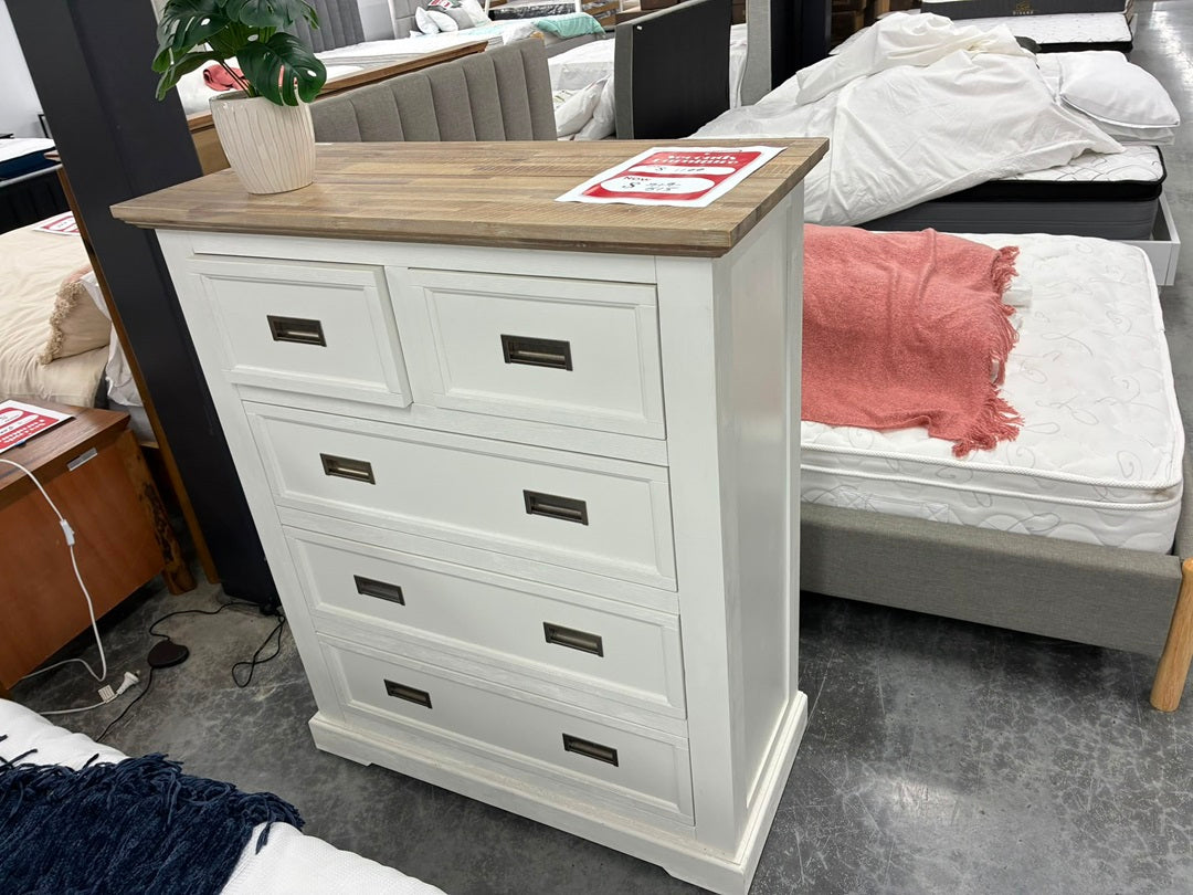 2 Drawer Over 3 Drawer Tallboy – Solid Acacia