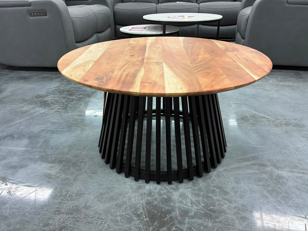 Coffee Table – Natural Top & Black Metal Legs