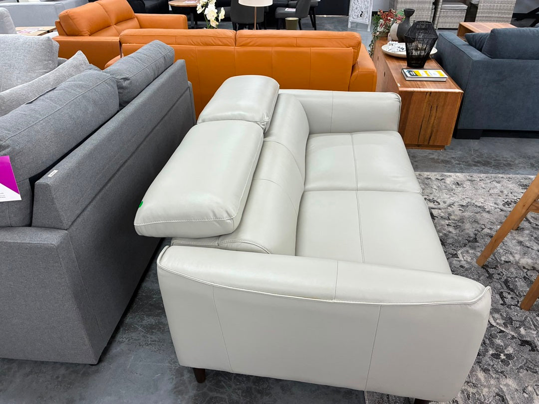 Full Leather 2 Seater Sofa – Silver