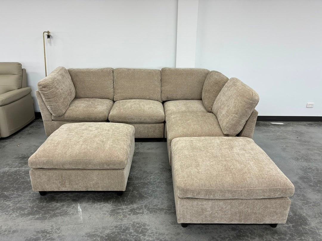 Harrison Corner Lounge with 2 Ottomans – Copper