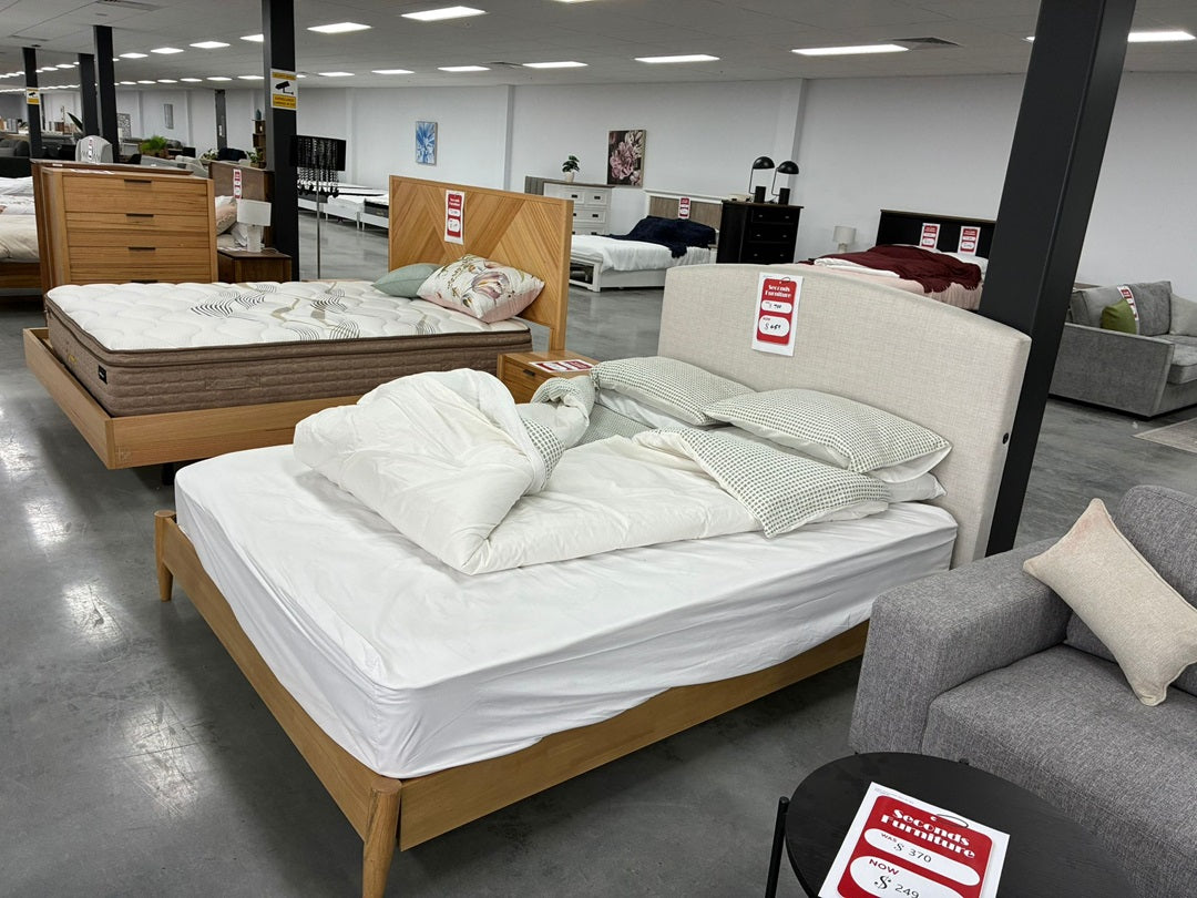 Queen Bed with Charging ports - Sandstone