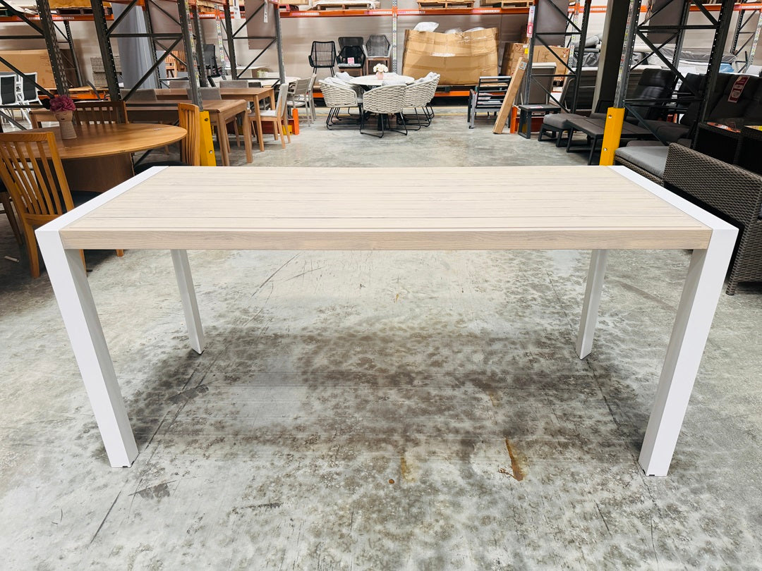 Taupe Top Outdoor Bar Table with White Legs