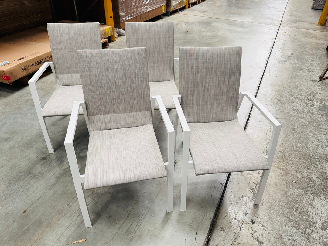 White Aluminium Outdoor Dining Chair with Padded Seats