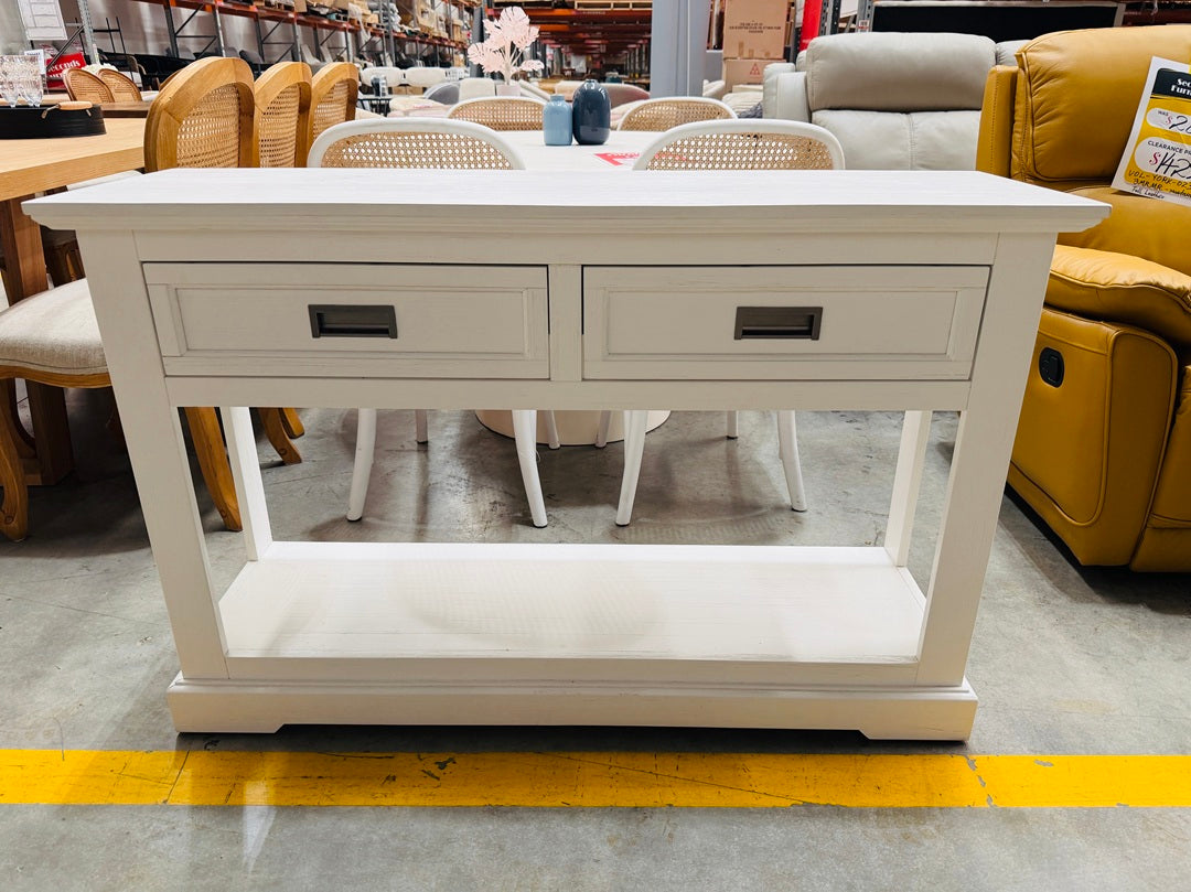 White Timber 2 Drawer Hall Table