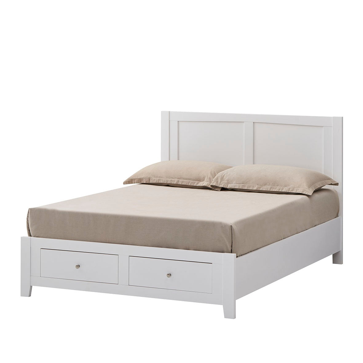 White Timber 2 Drawer Queen Bed