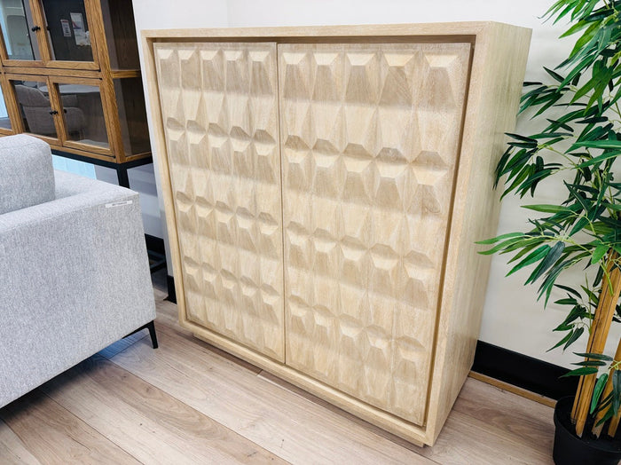 2 Door Carved Timber Cabinet
