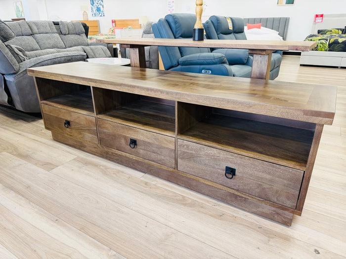 3 Drawer Walnut Timber TV Unit