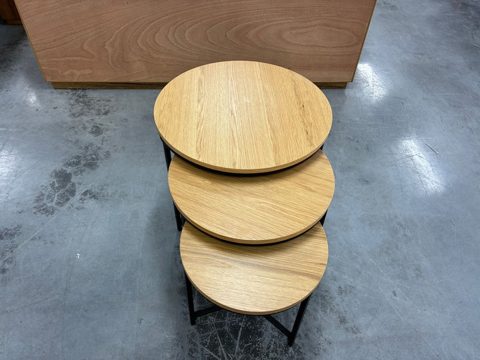 3 Piece Coffee Table Set – Natural Oak / Black
