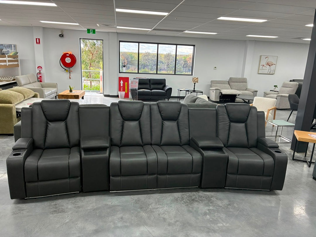 4 Seater Home Theatre Recliner – Endurotek Charcoal Clearance Special