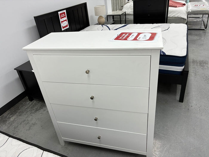 4 Drawer Tallboy – White Finish