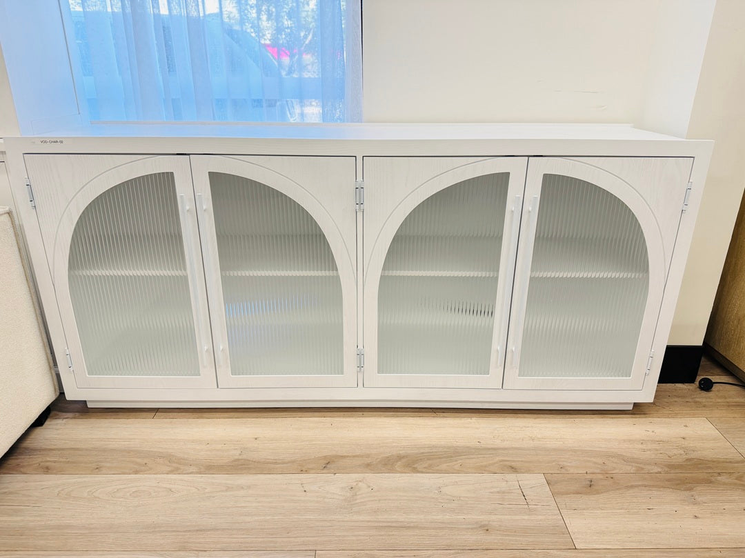 4 Door White Timber Buffet with Glass Arch Design