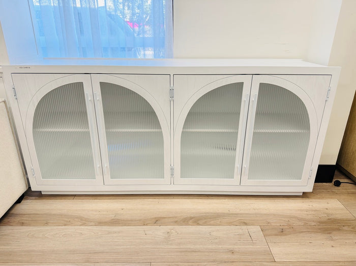 4 Door White Timber Buffet with Glass Arch Design