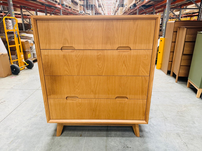4 Drawer Oak Timber Tallboy