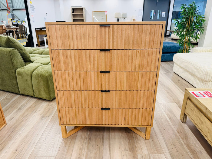 5 Drawer Blonde Timber Tallboy