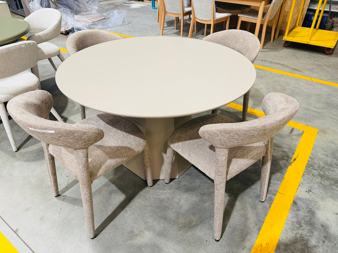 5pc Round Taupe Dining Setting