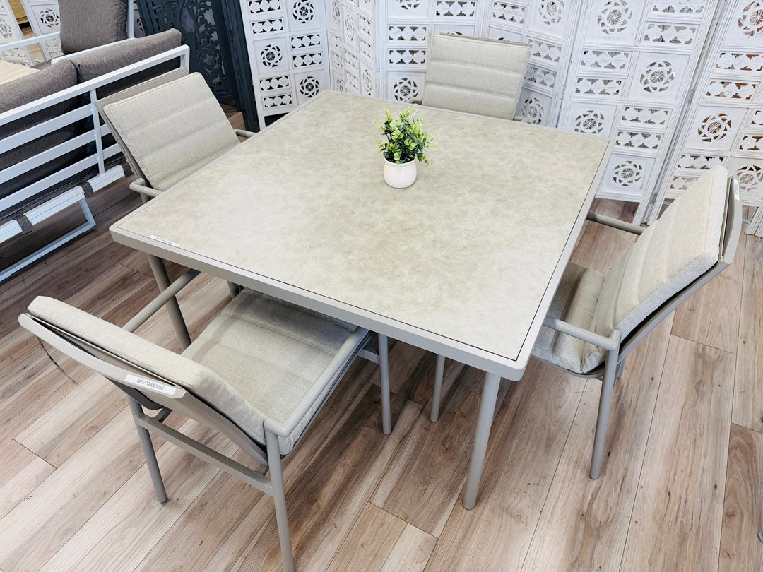 5pc Square Taupe Outdoor Dining Set