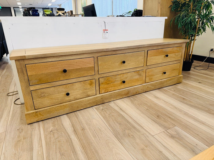 6 Drawer Light Oak Timber TV Unit