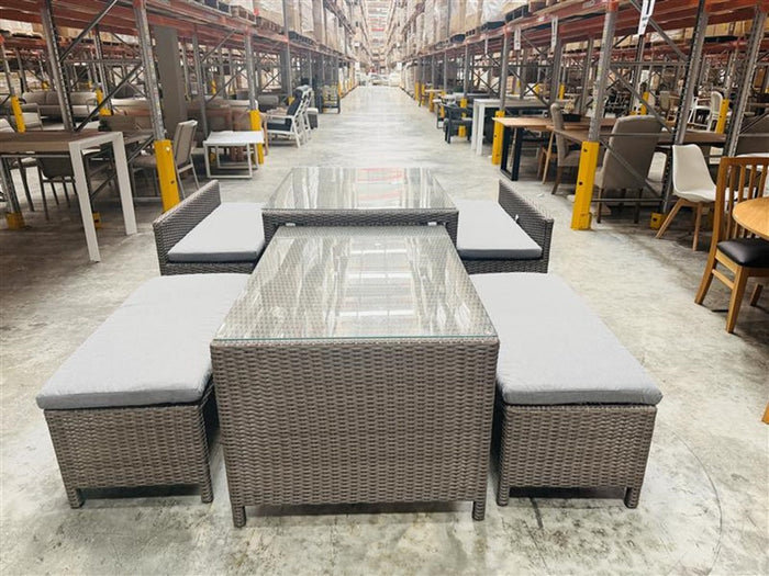 6pc Wicker Outdoor Space Saving Dining Set