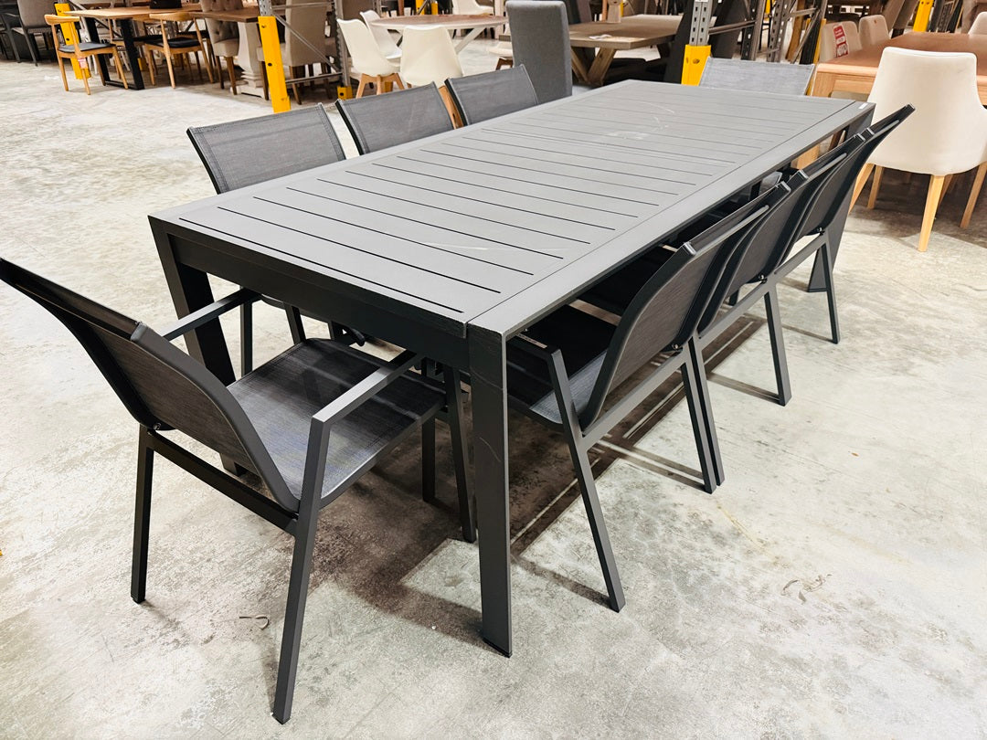 9pc Dark Grey Aluminium  Outdoor EXT Setting