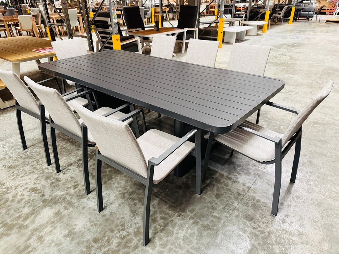 9pc Dark Grey Outdoor Dining Setting
