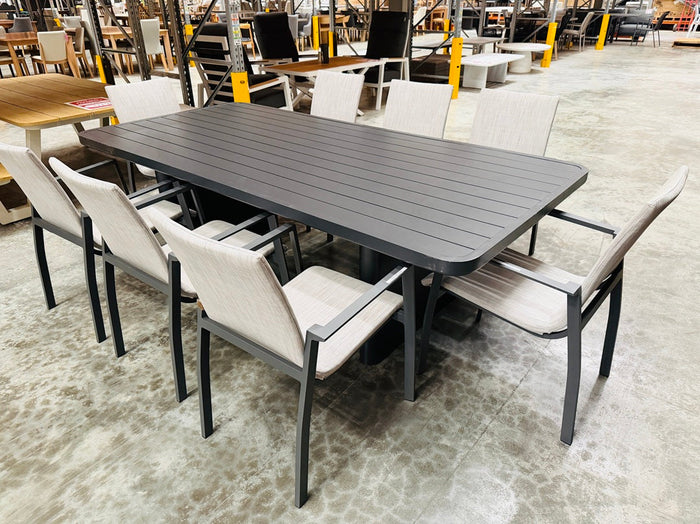 9pc Dark Grey Outdoor Dining Setting