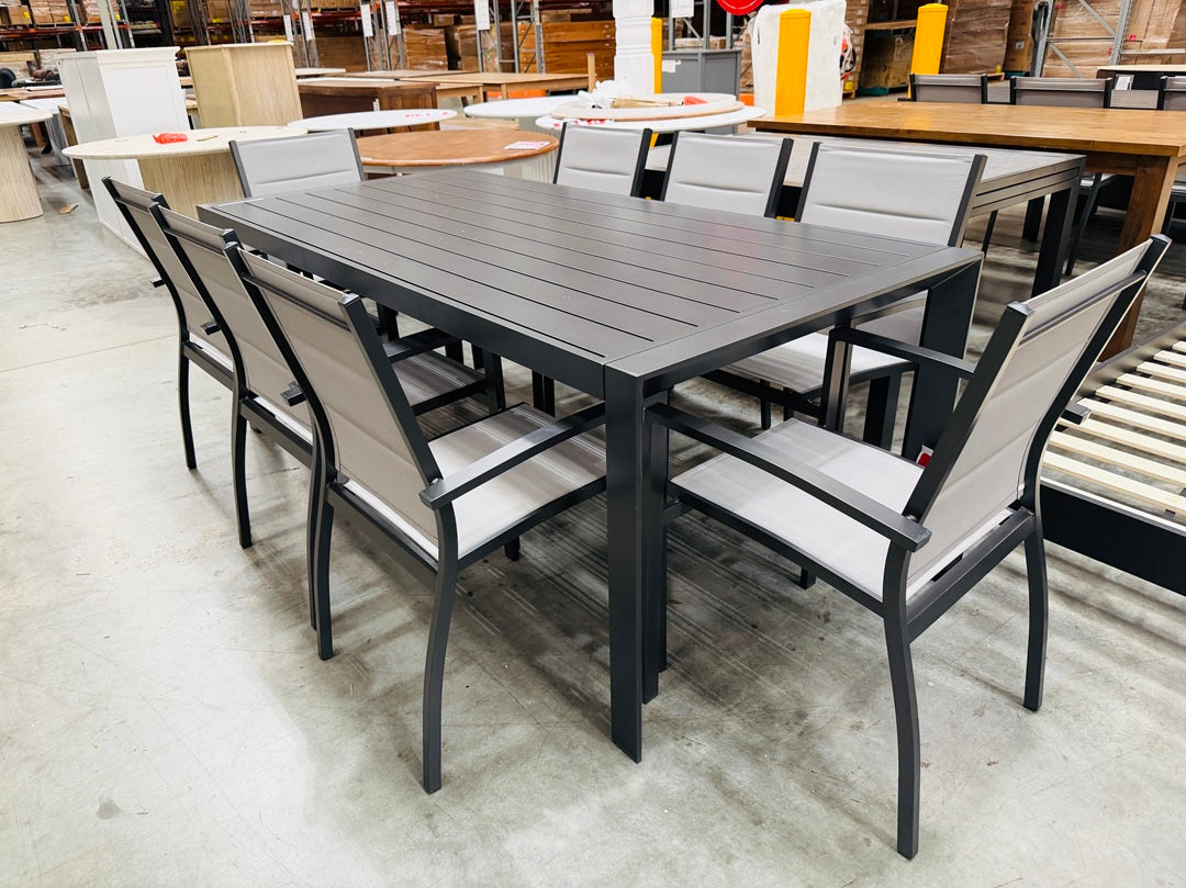 9pc Dark Grey Outdoor Dining Setting