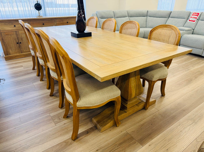 9pc Light Oak Extension Dining Setting