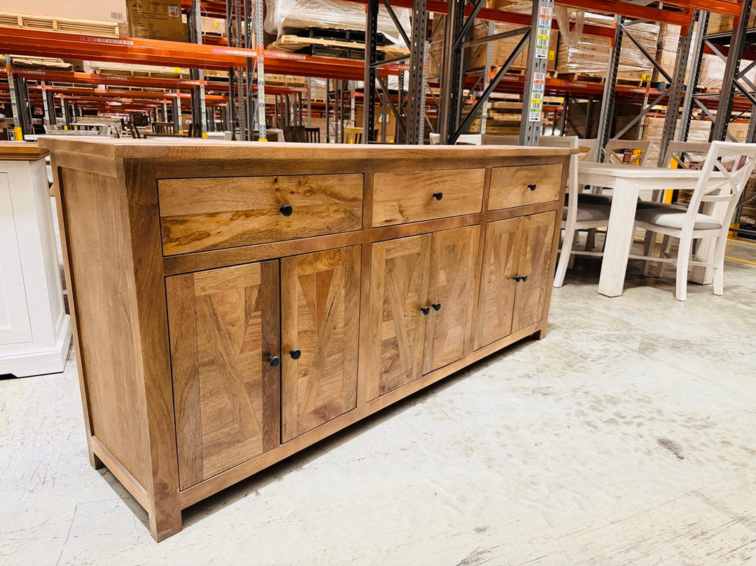 Antique Natural 6 Door, 3 Drawer Timber Buffet