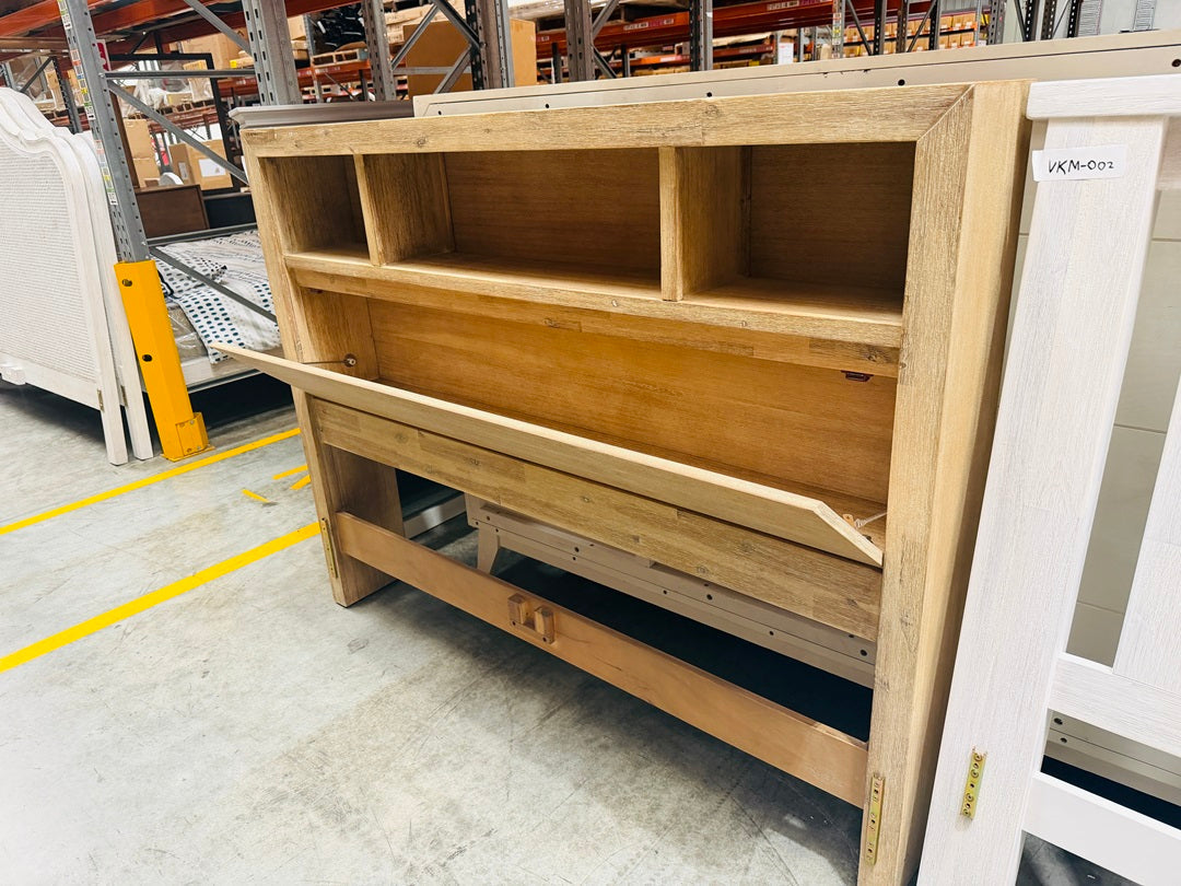 Ash Timber Queen Headboard with Built In Shelves