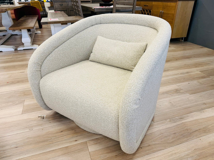 Biscuit Fabric Premium Swivel Arm Chair