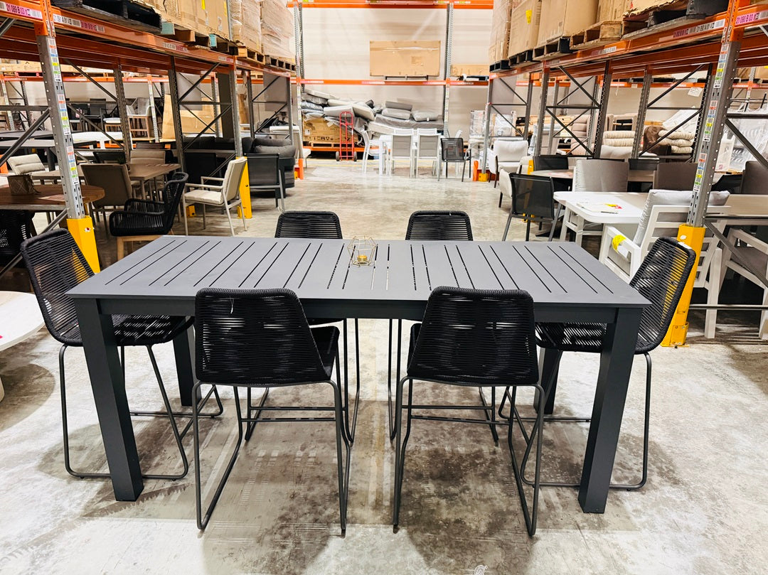 Black & Charcoal 7pc Outdoor Bar Set