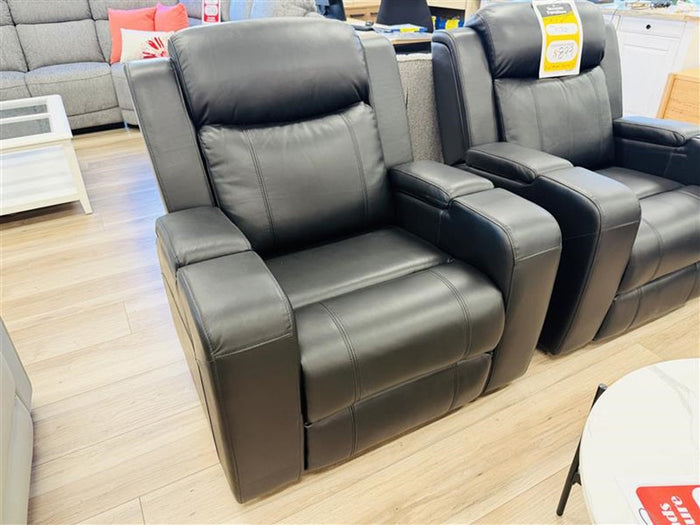 Black Leather Dual Motor Electric Recliner with USB Port