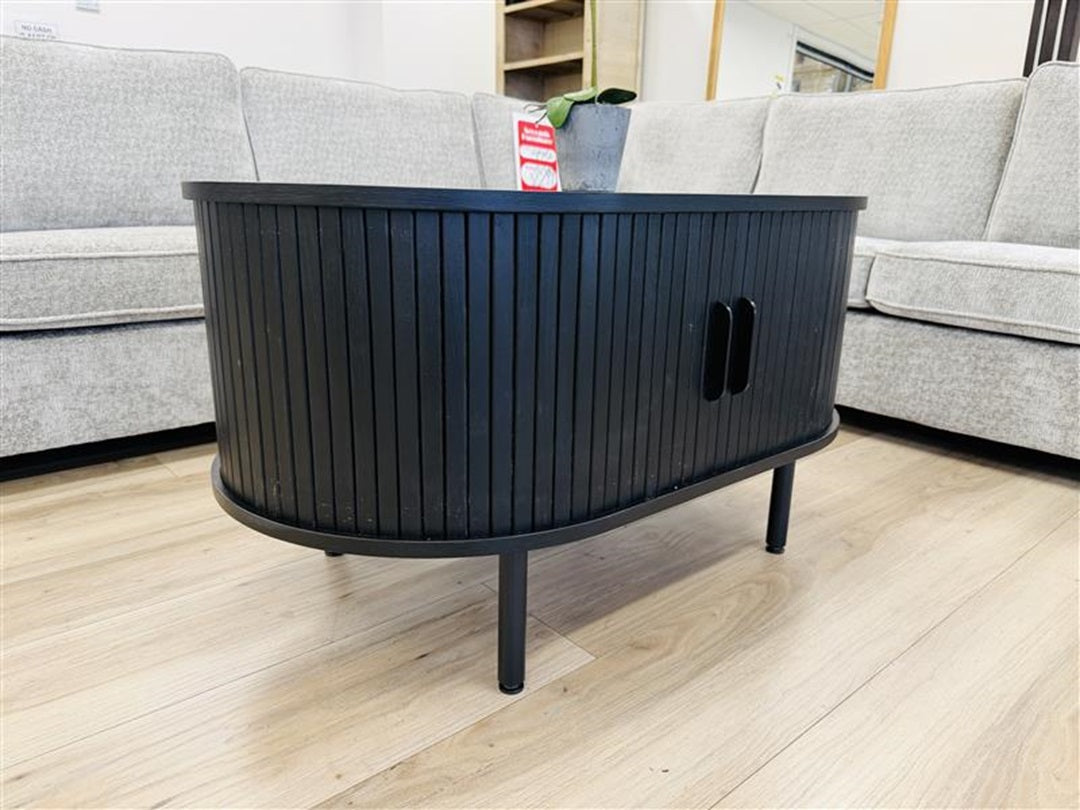 Black Timber Sliding Doors Coffee Table