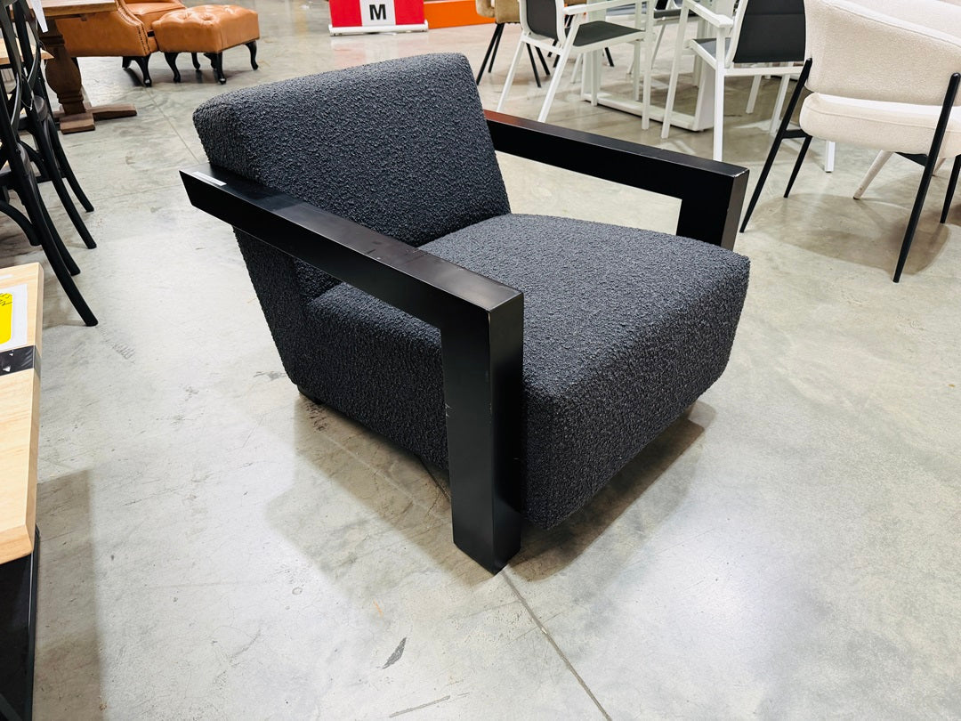 Charcoal Boucle Fabric Arm Chair