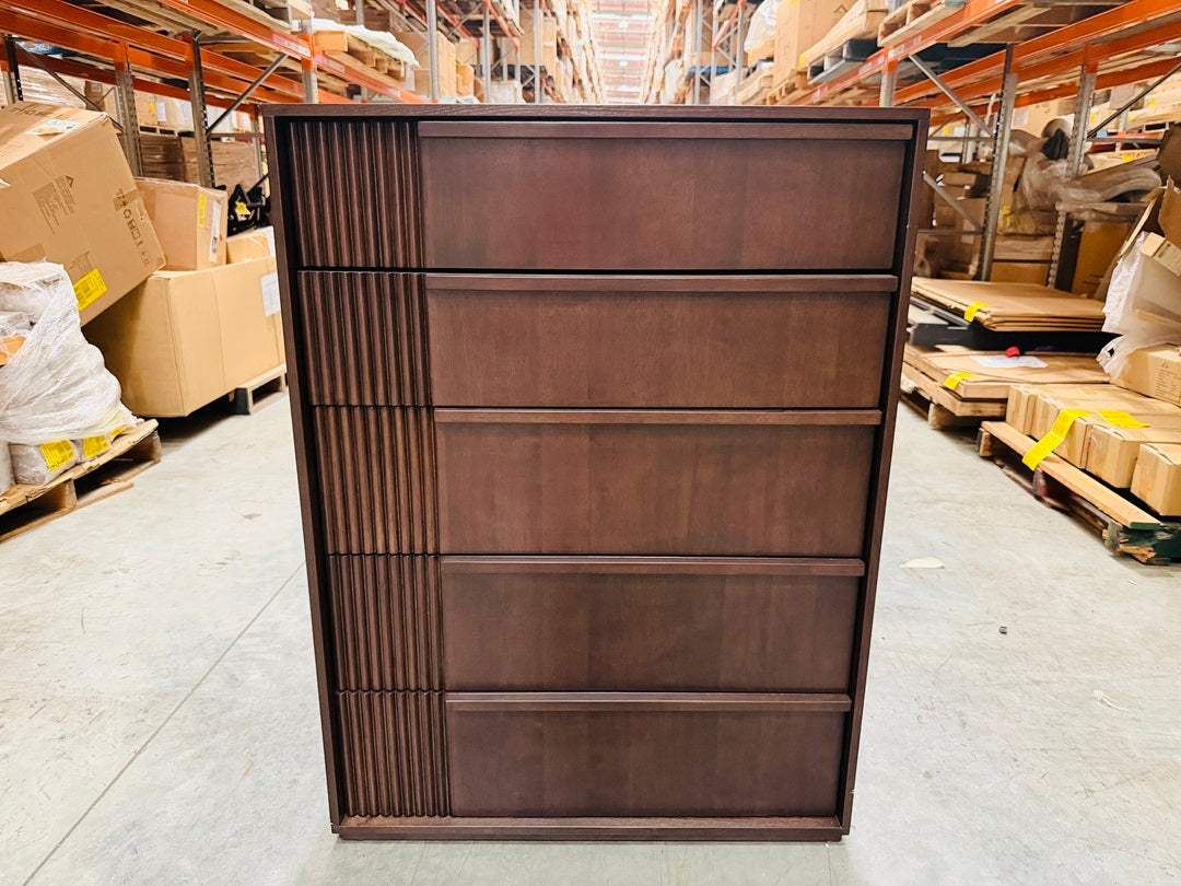 Chocolate Timber 5 Drawer Timber Tallboy