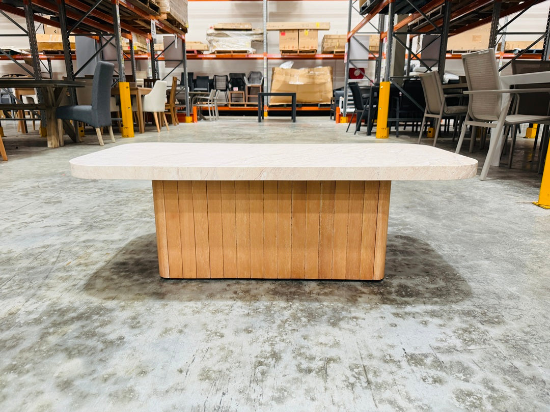 Concrete Top Outdoor Coffee Table with Timber Base