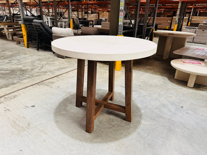Concrete Top Round Outdoor Bar Table with Timber Base