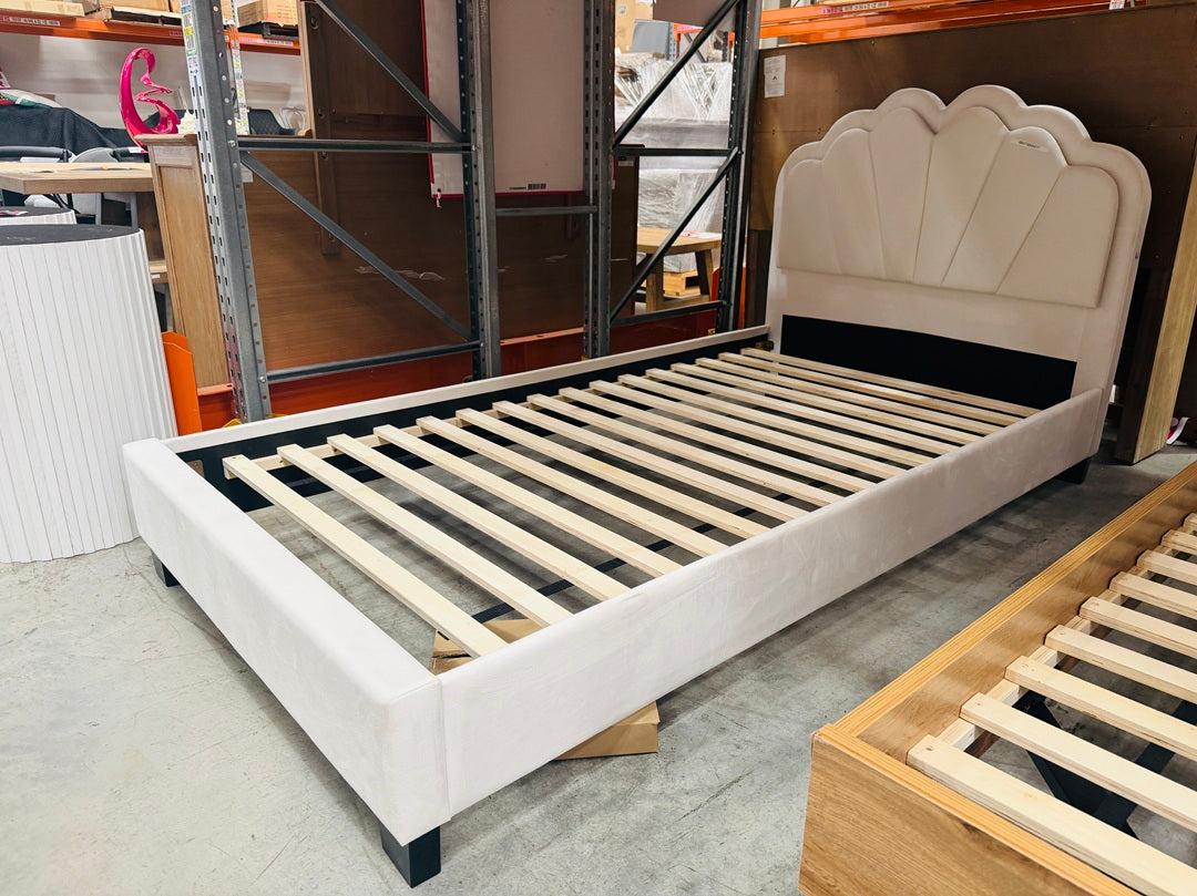 Cream Fabric King Single Bed