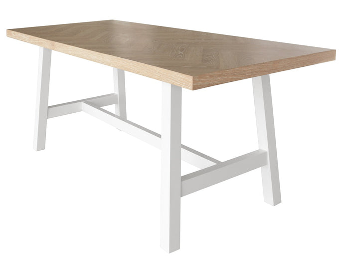 190CM White & Oak Timber Dining Table
