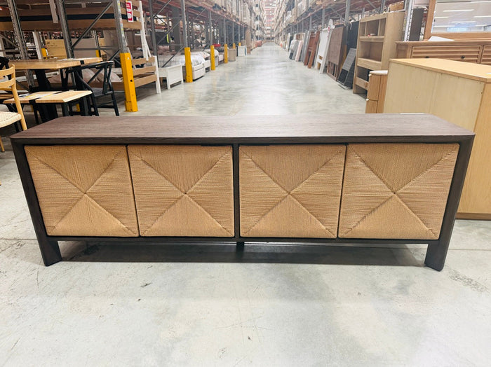 Dark Chocolate 4 Door TV Unit with Natural Rope