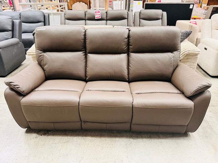 Dark Chocolate Leather Electric 3 Seater Recliner Lounge