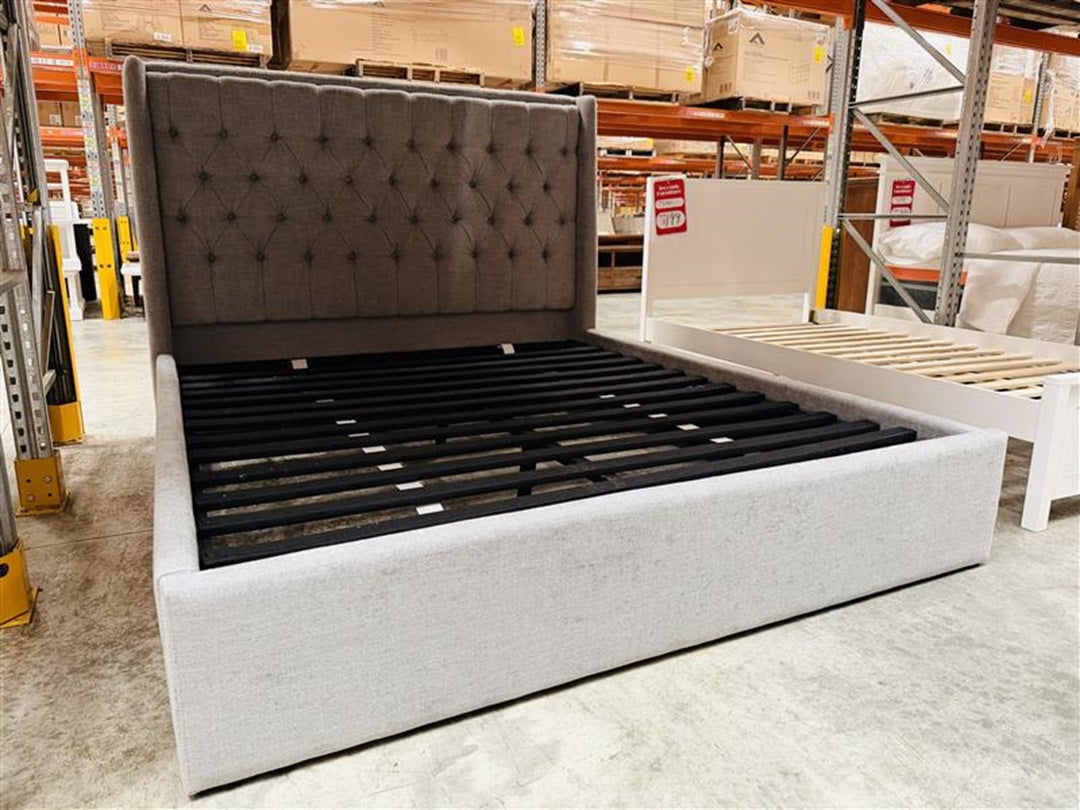 Dark Grey Fabric King Bed