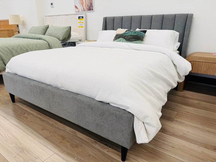 Dark Grey Fabric Queen Bed